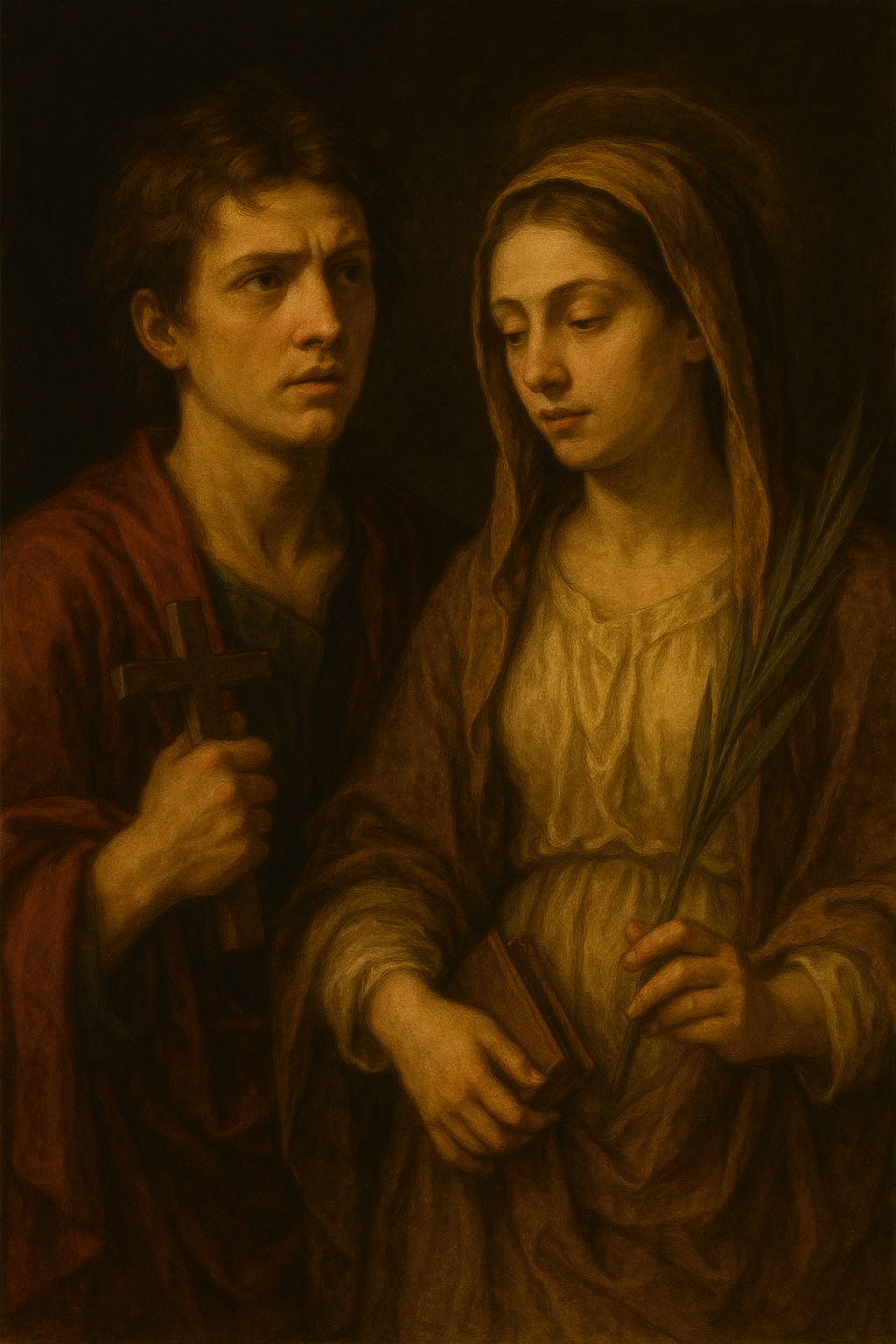 aints Chrysanthus and Daria, Martyrs, depicted in Christian art as a couple united in faith and crowned with martyrdom.