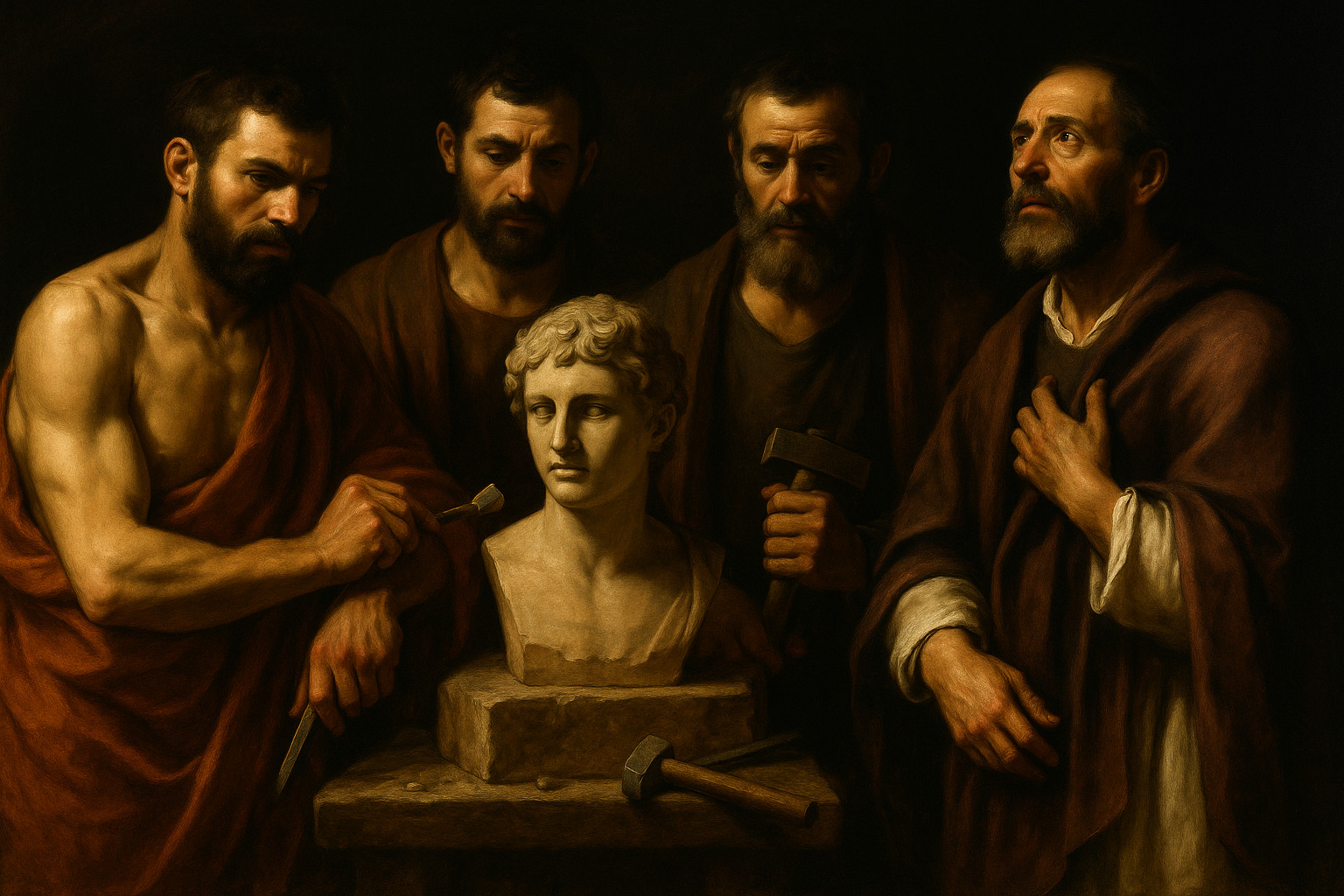 The Four Crowned Martyrs refusing to sacrifice to pagan idols during Diocletian’s persecution